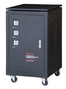 Трехфазный стабилизатор Ресанта АСН 60000/3 используется в офисах, мастерских, частных домах, медицинских учреждениях. Основная область применения - защита от перепадов напряжения и короткого замыкания высокоточного оборудования с общей потребляемой мощно