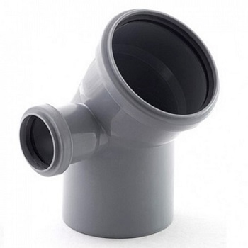 Отвод кан. 110х45 с левым выходом 50 СТАНДАРТ (серая) 